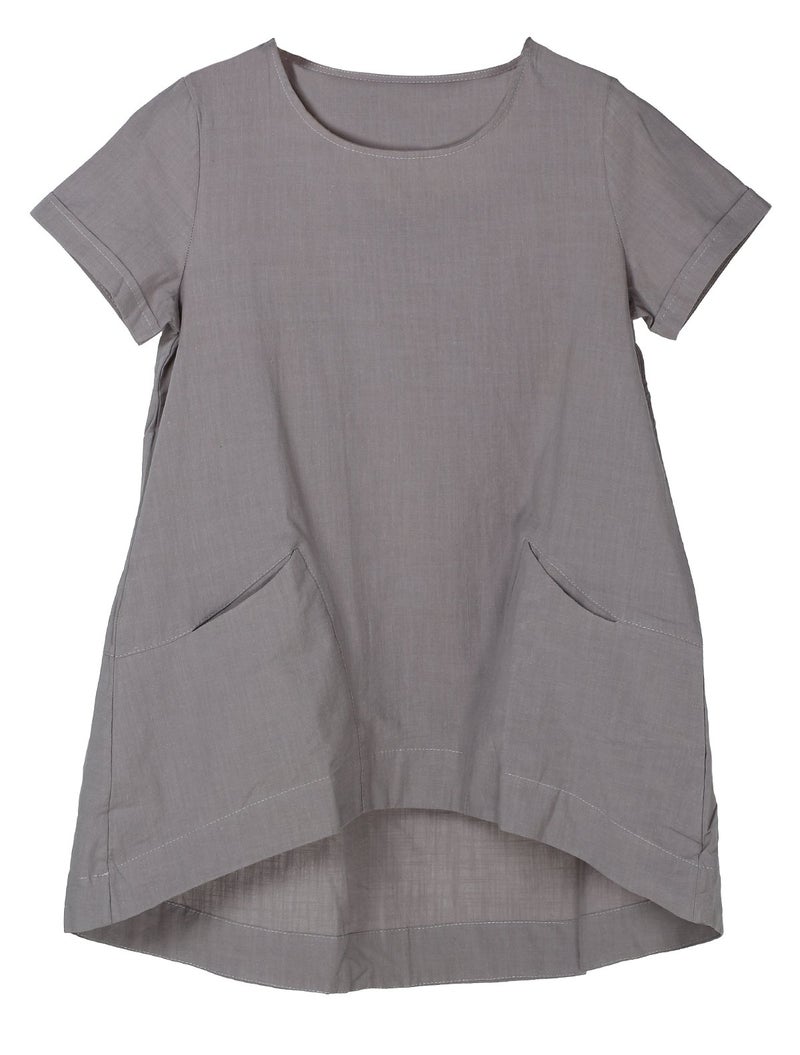 Minibee Women's Cotton Linen Short Sleeve Tunic/Top Tees (XL, Gray) - Image 1